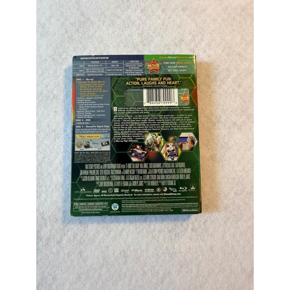 Disney G-Force Blu-ray DVD Combo Pack 3-Disc Set Kids Family Action Movie - Picture 2 of 2